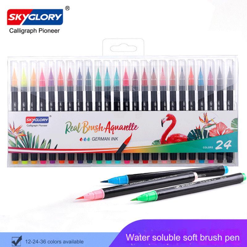assorted colours of watercolor brush pens