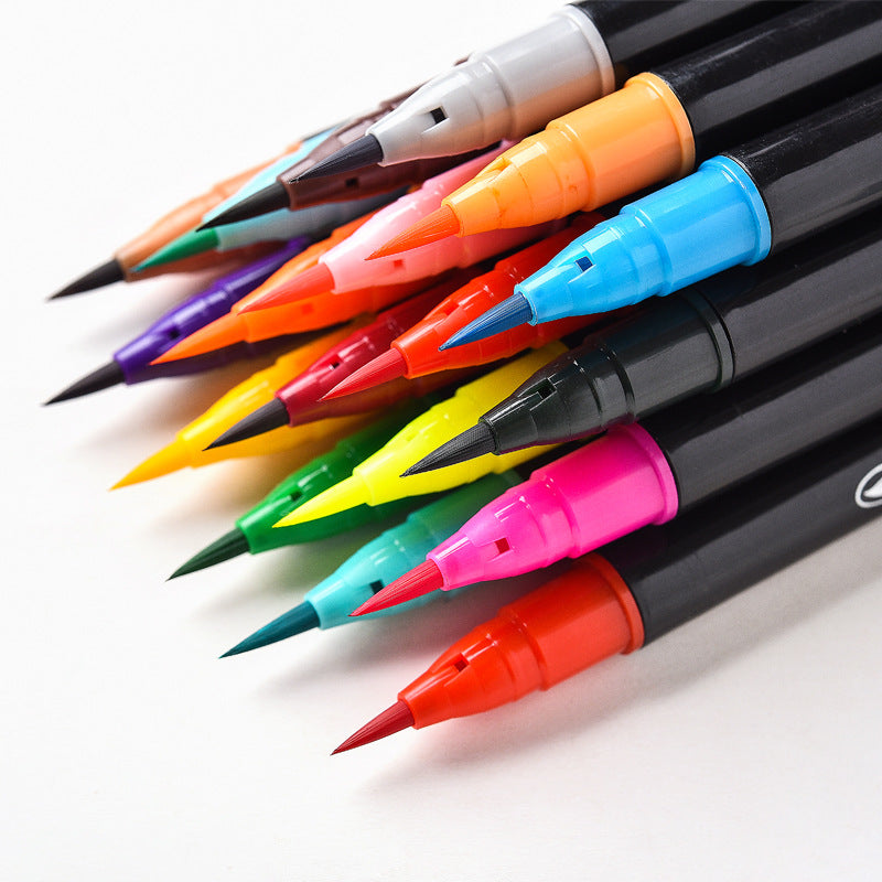step-by-step of using watercolor brush pens