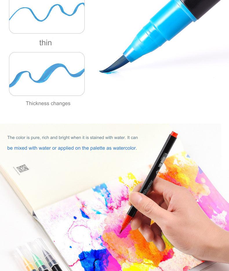 step-by-step of using watercolor brush pens