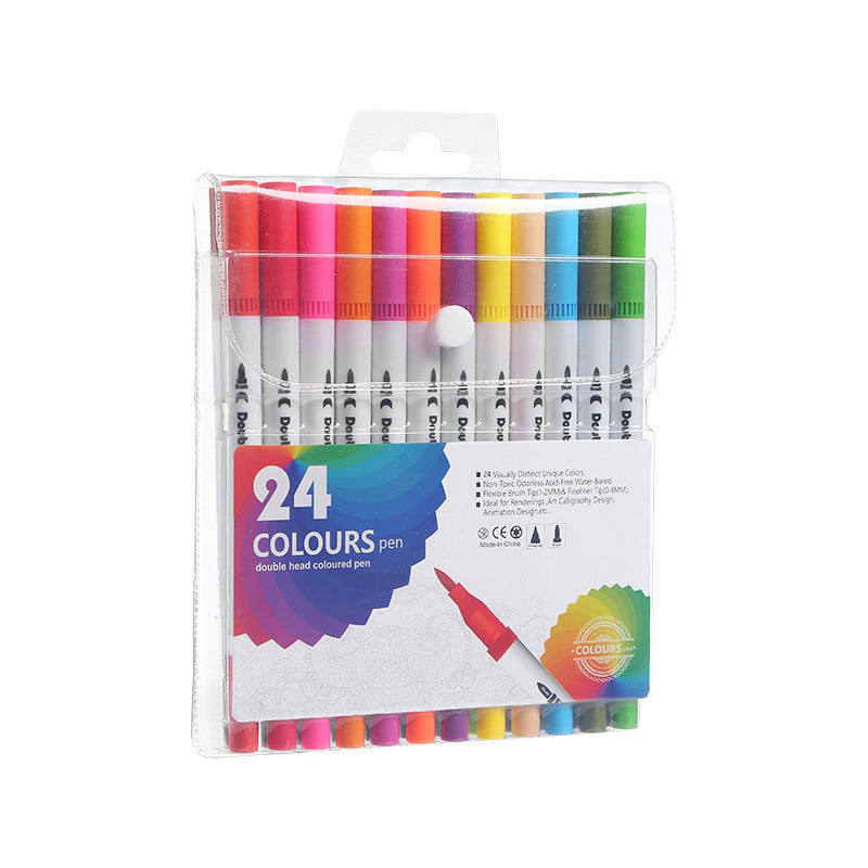Vibrant colors of watercolor markers set