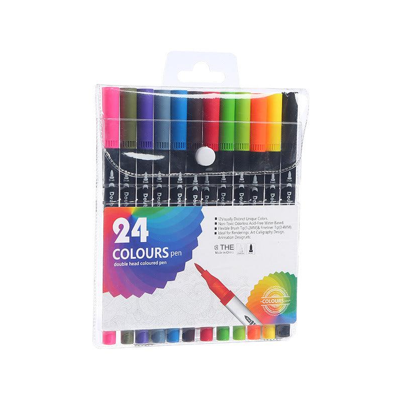 Close-up of colourful dual-tip markers for kids