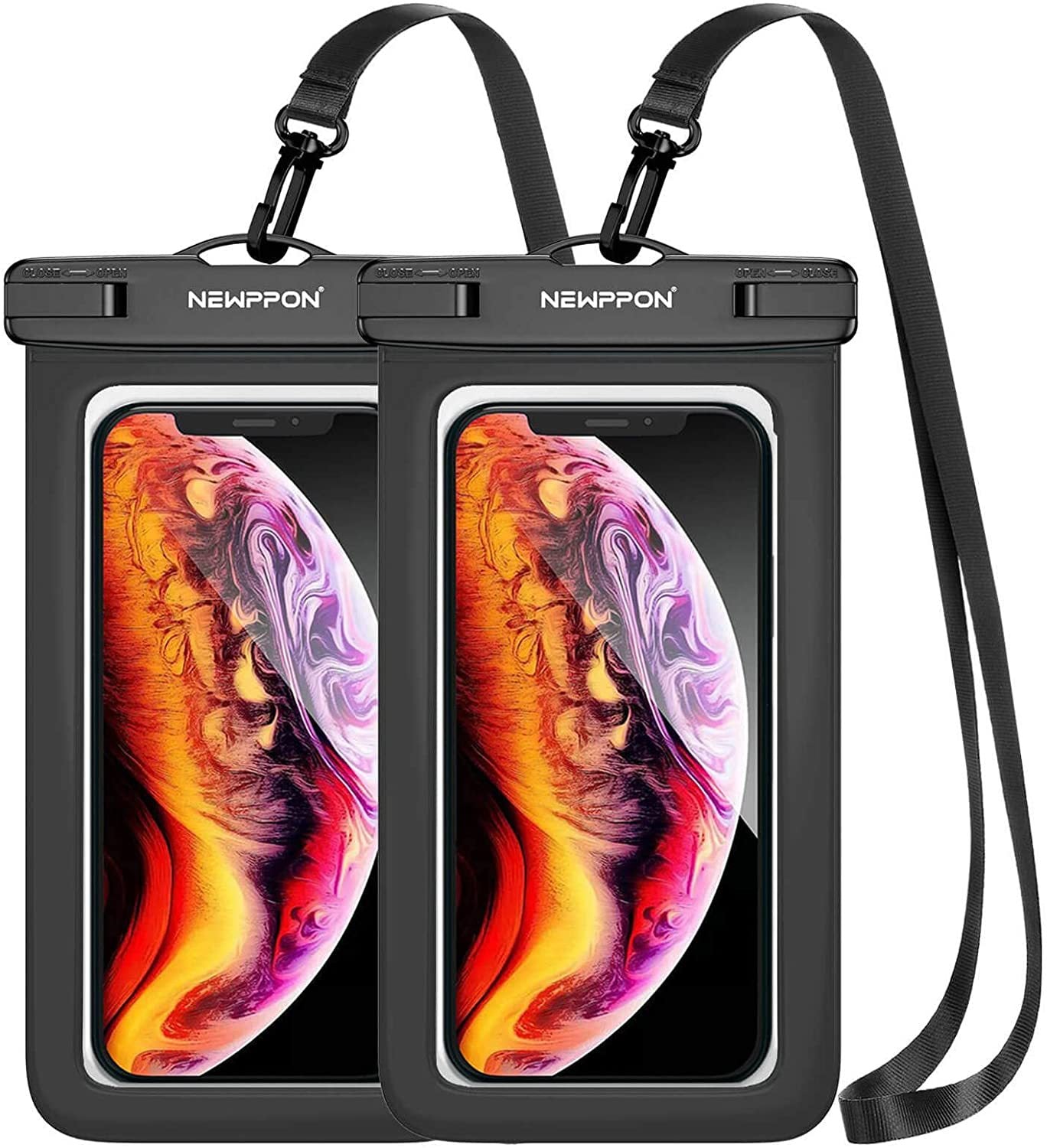 Universal waterproof pouch on display