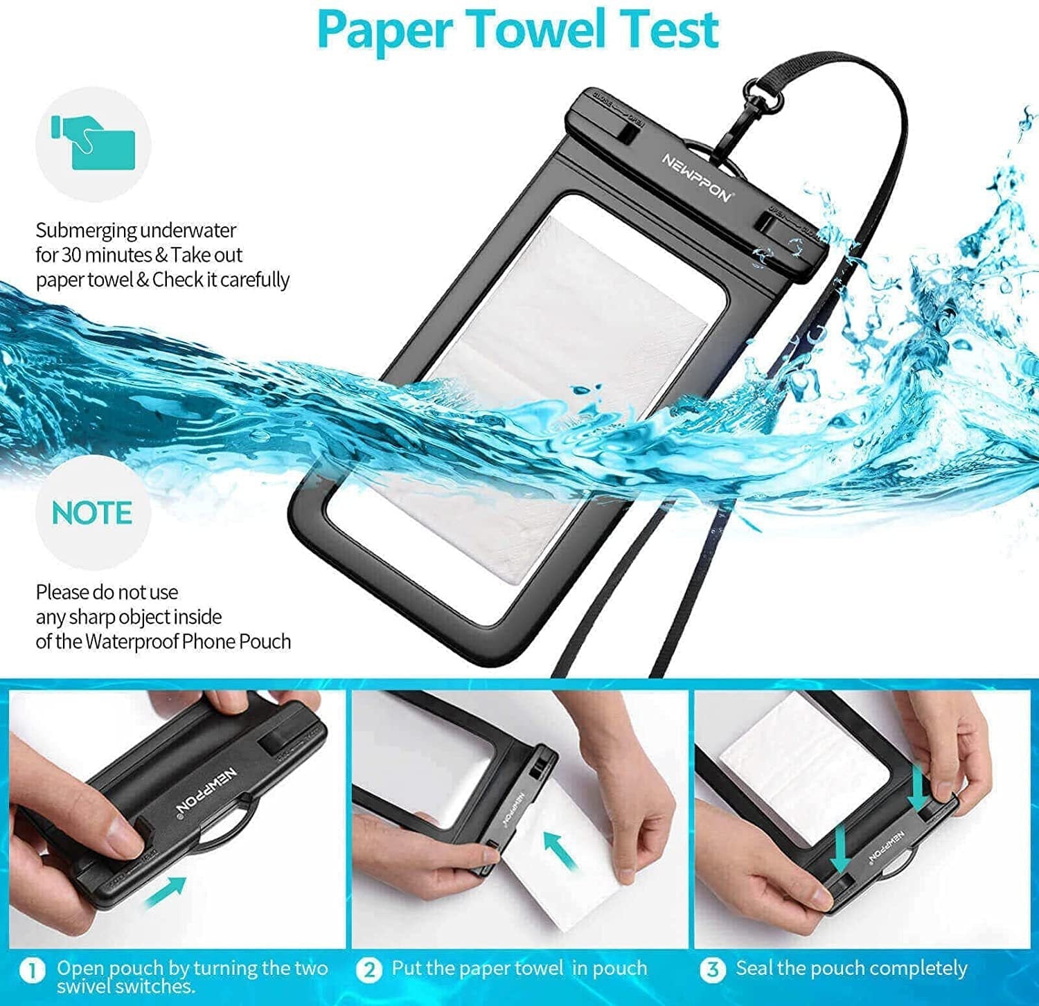 Universal waterproof phone pouch with adjustable strap