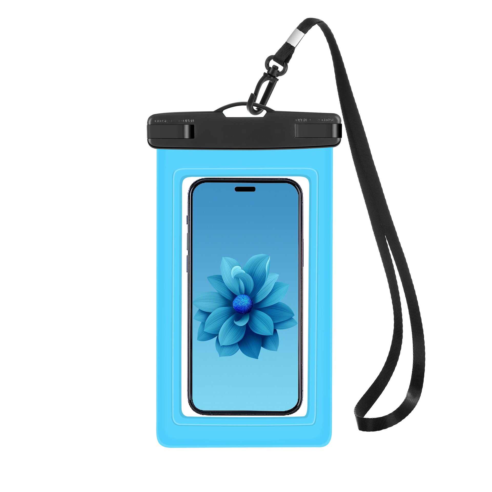 Man using waterproof pouch while hiking
