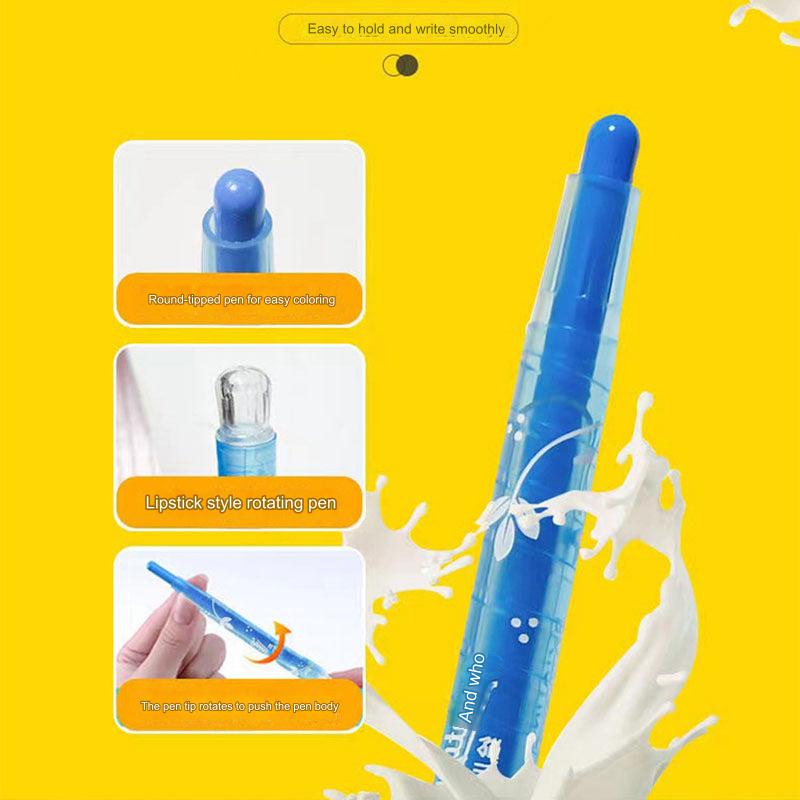 Close-up of rotating crayons showing tip design