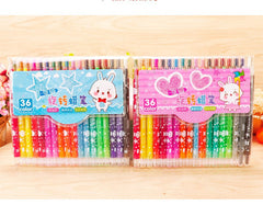 Close-up of rotating crayons showing tip design