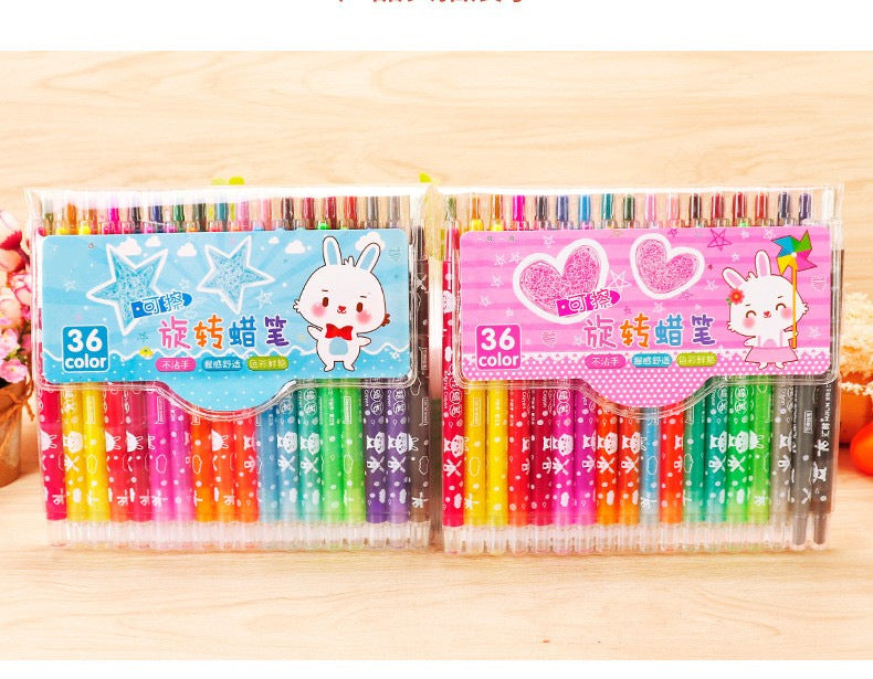 Close-up of rotating crayons showing tip design