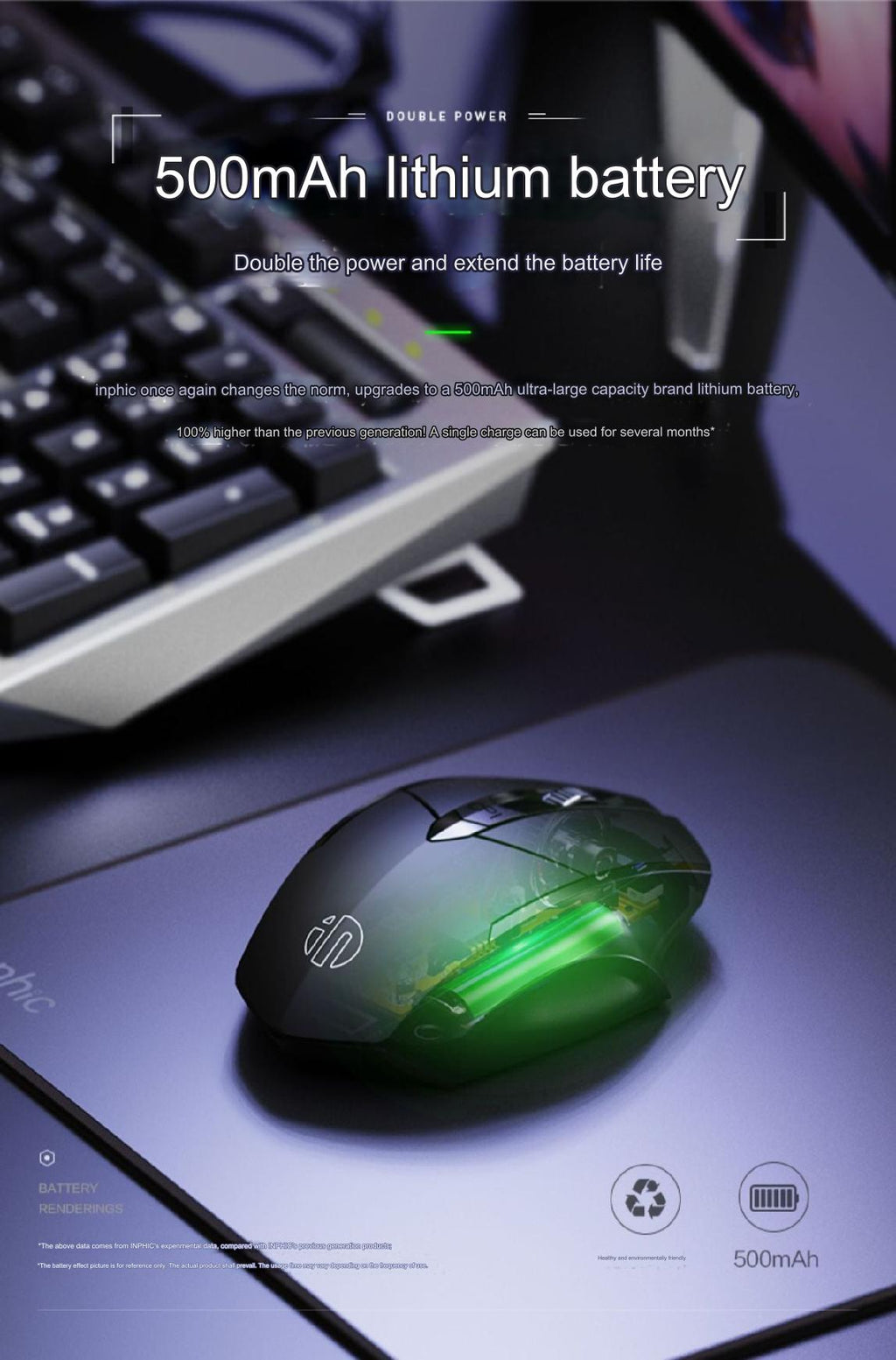 INPHIC PM6 Wireless Mouse bottom view