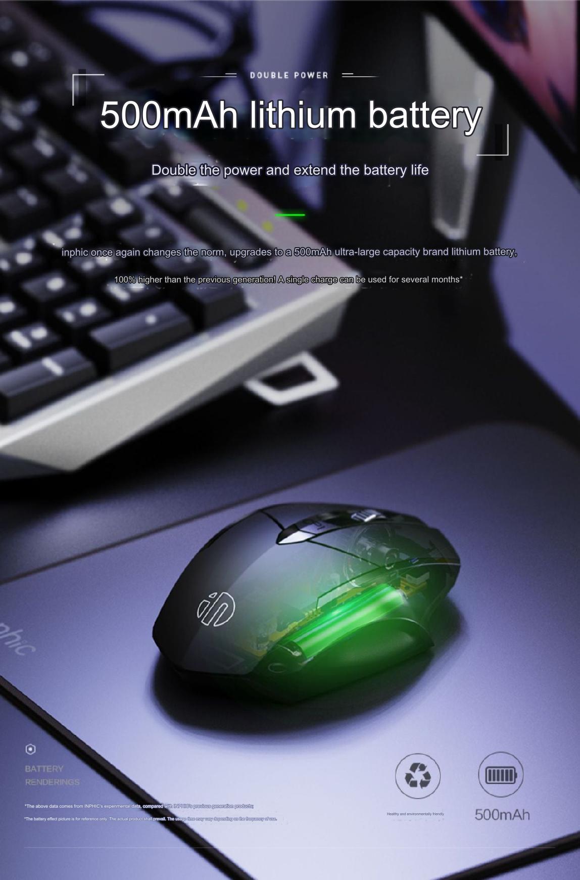 INPHIC PM6 Wireless Mouse bottom view