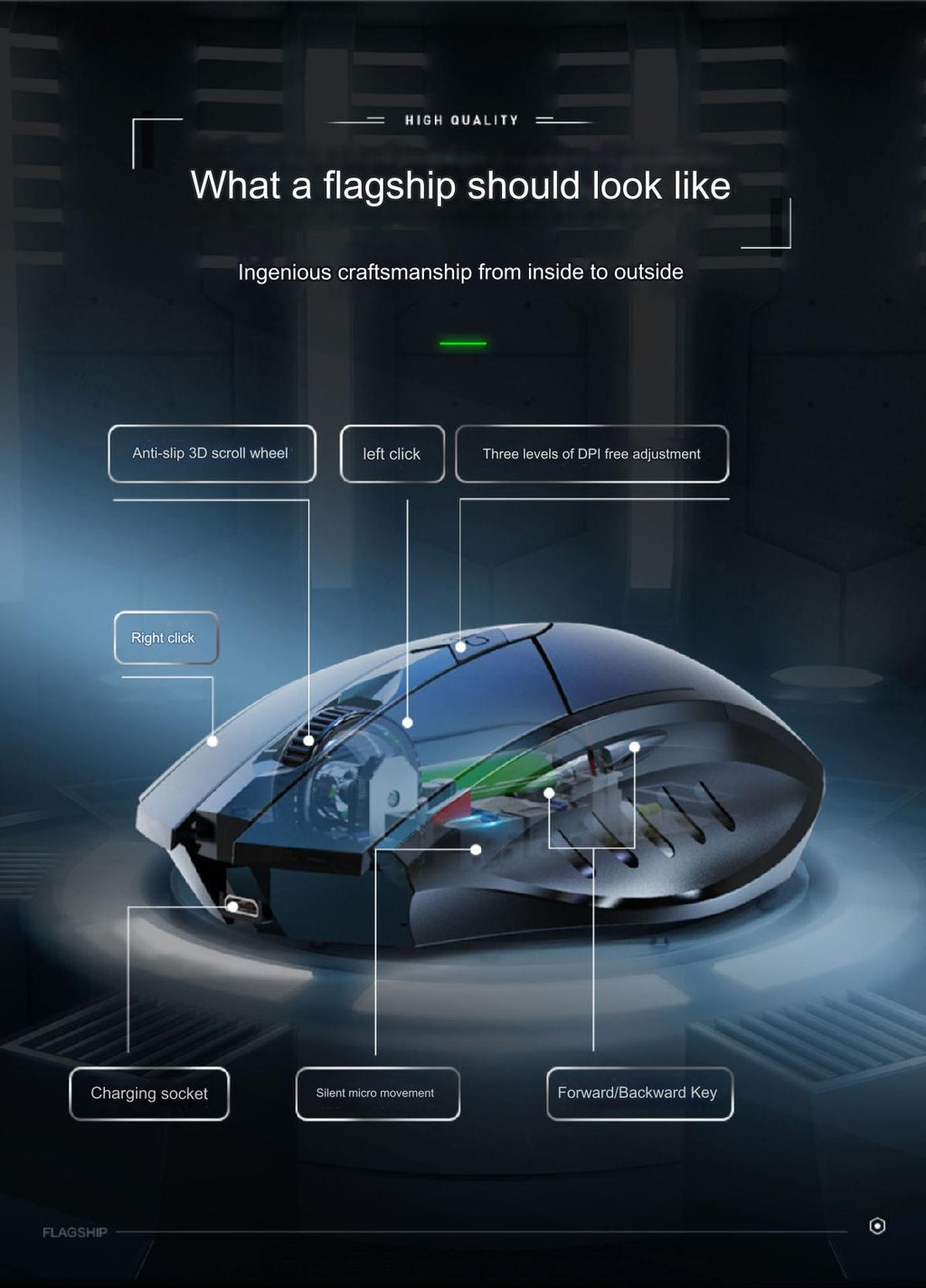 INPHIC PM6 Wireless Bluetooth Ergonomic Mouse front view