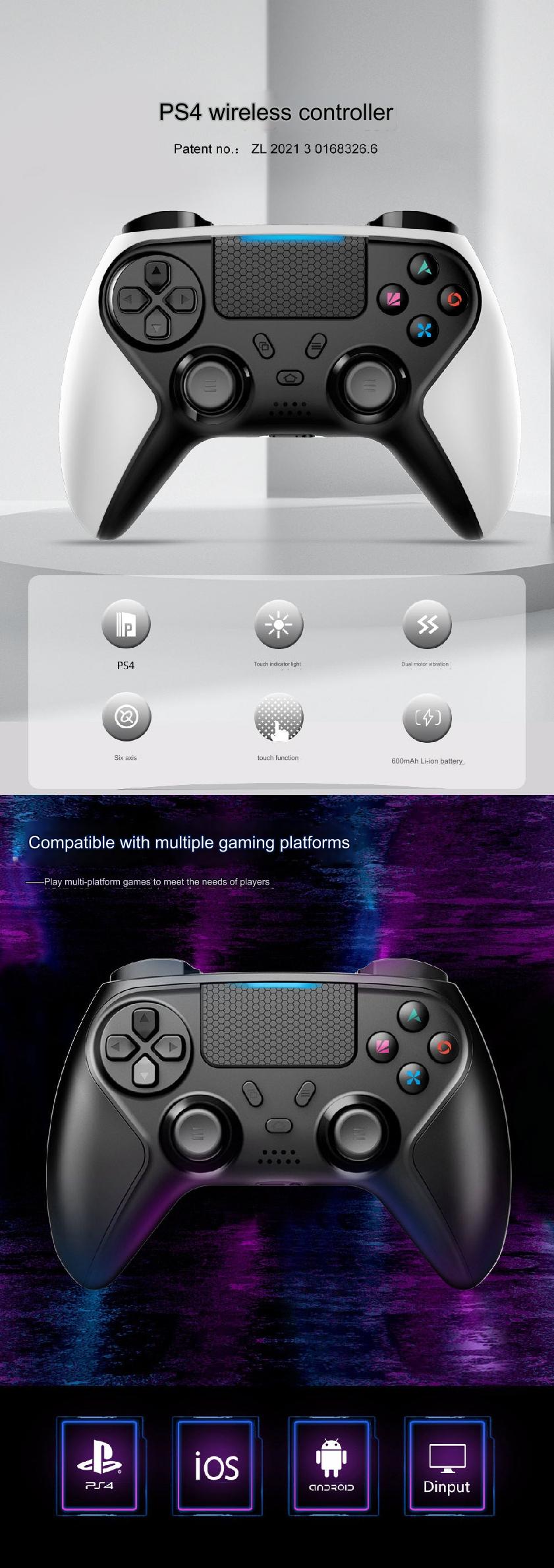 Wireless Bluetooth Game Controller side view