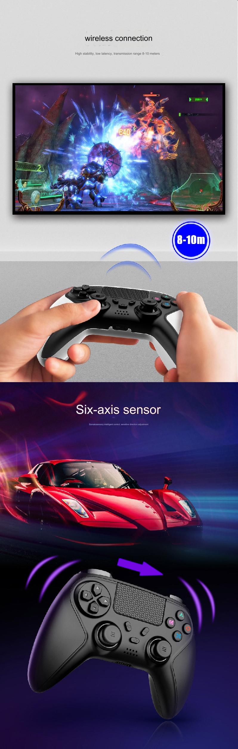 Wireless Bluetooth Game Controller with features highlighted