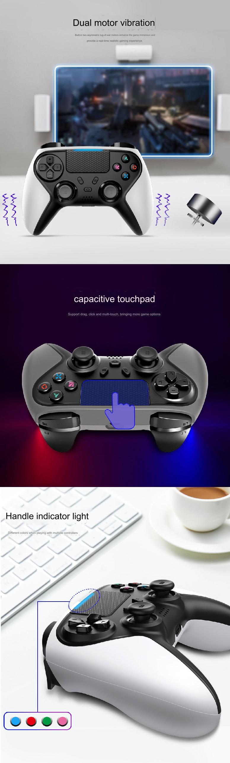 Wireless Bluetooth Game Controller in use with PS4