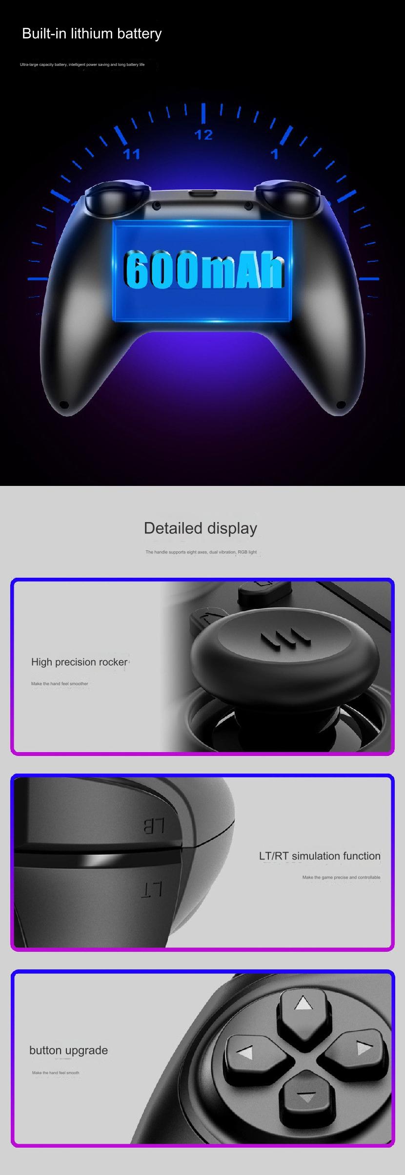 Wireless Bluetooth Game Controller with LED light on