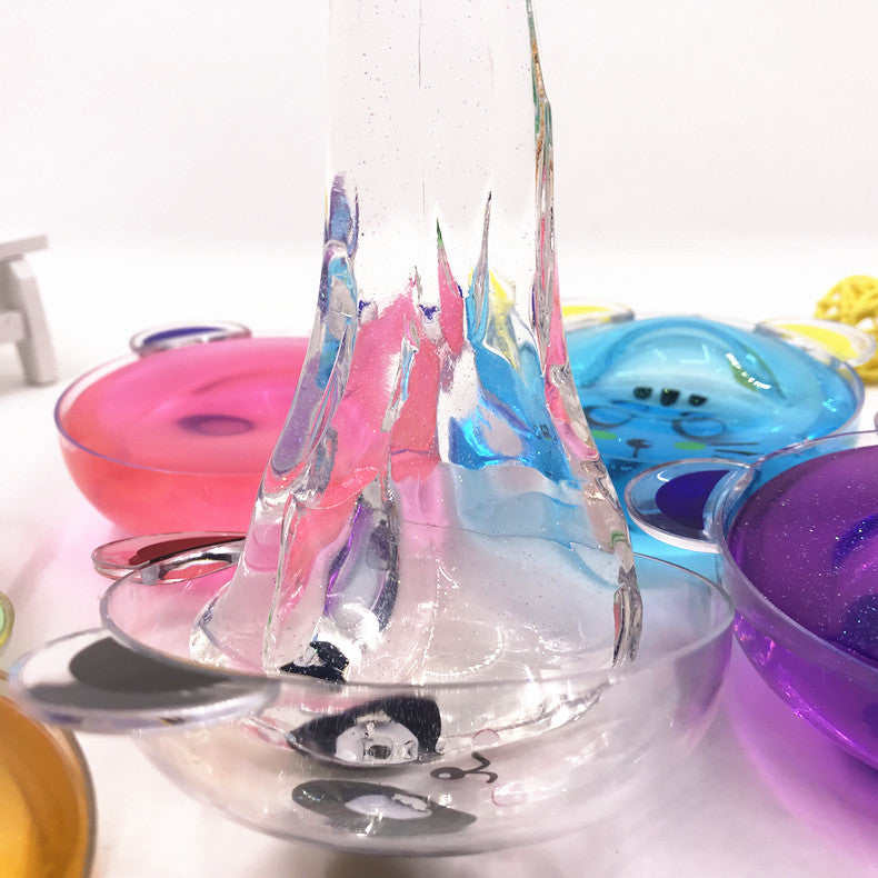 Vibrant colours of slime in the kit