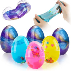 Close up of different colours of Galaxy Egg Slime