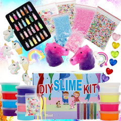Close-up of colourful slimes in the kit