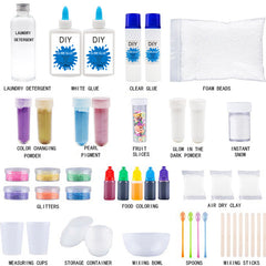 Close-up of colourful slimes in the kit