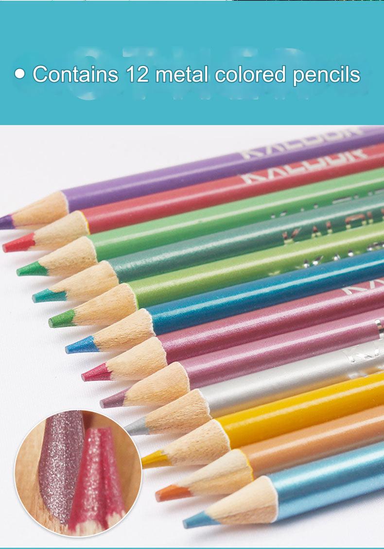 Hands holding premium coloured pencils for drawing