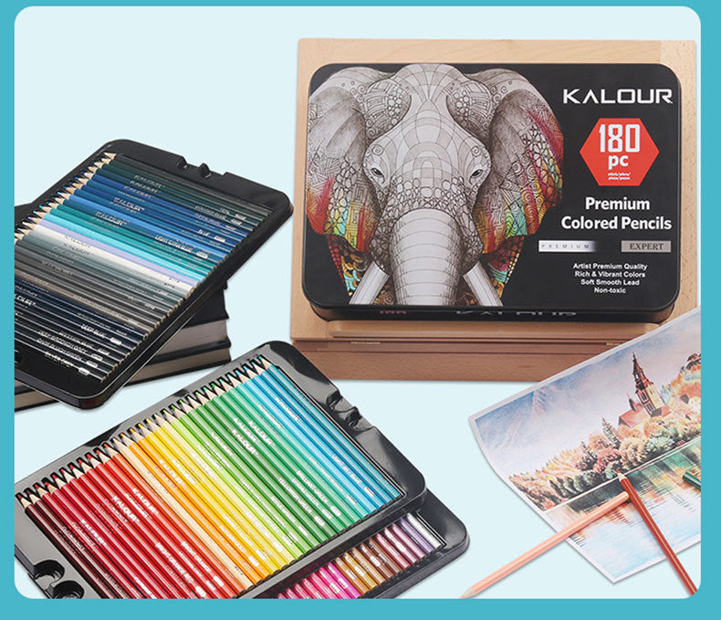 Detailed view of an artist using coloured pencils