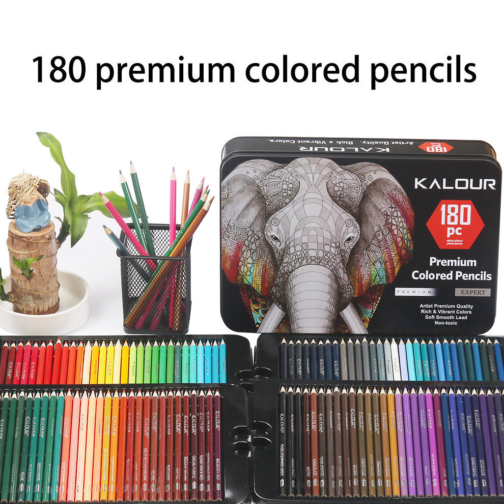 Premium 180-colour oil-based coloured pencil set in tin