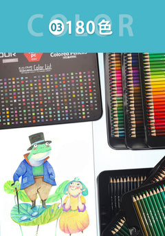 Selection of art supplies including coloured pencils