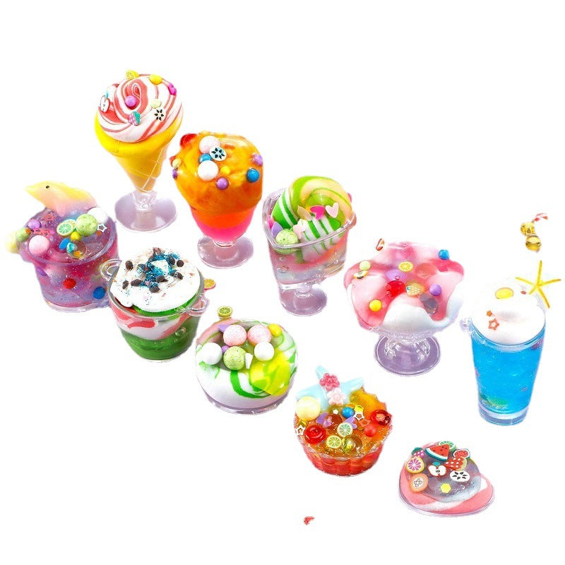 Children playing with the rainbow slime kit