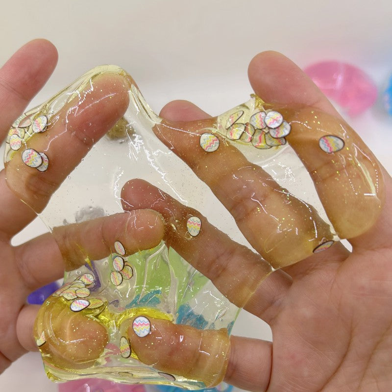 happy kids playing with slime dough