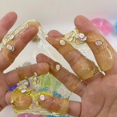 happy kids playing with slime dough