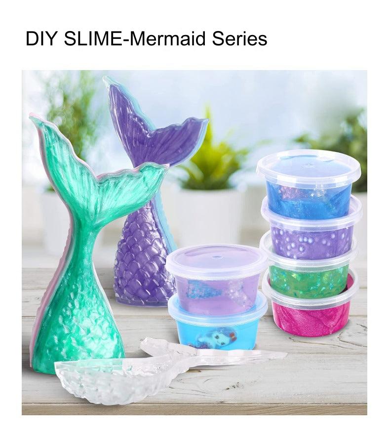 Creating fluffy mermaid slime with children