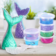 Vibrant colours of the mermaid slime kit