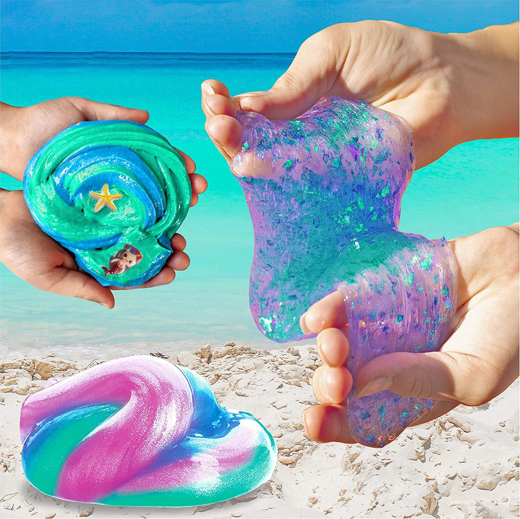 Kids playing with fluffy slime