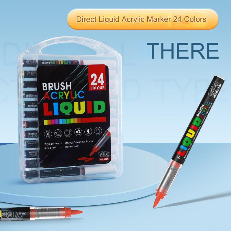 Artist using liquid markers on canvas