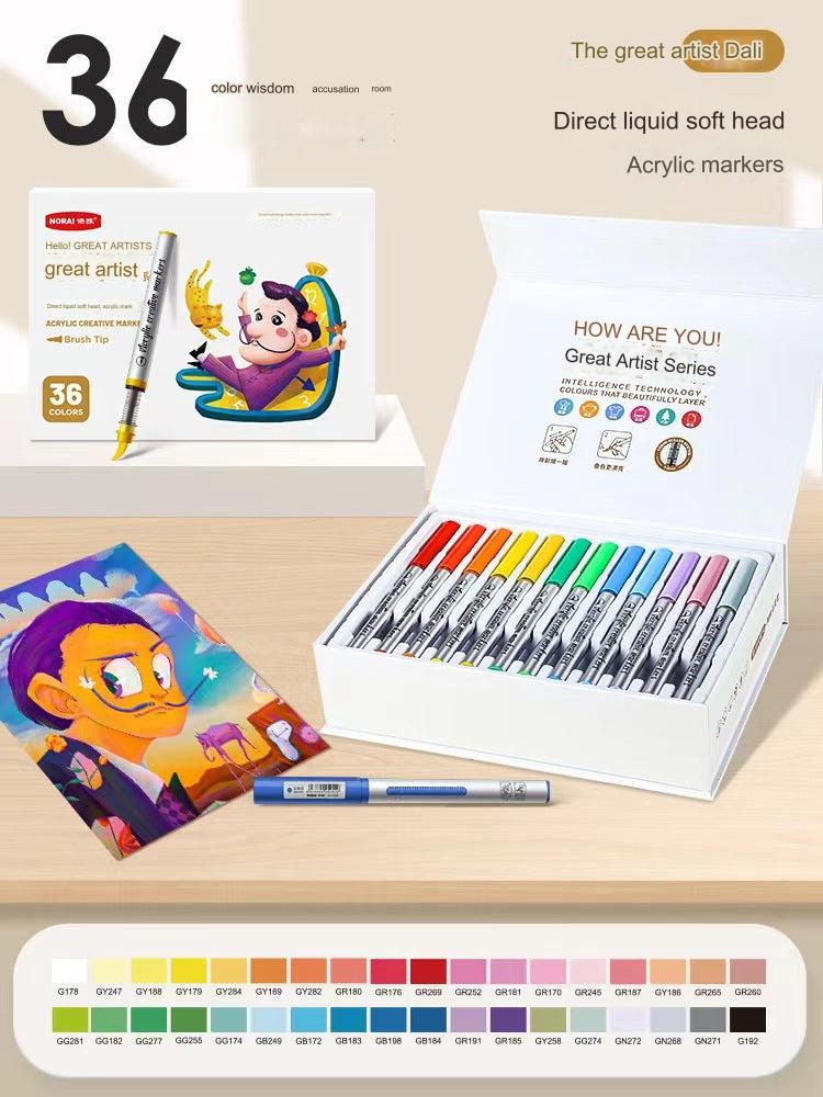 Close-up of premium acrylic ink liquid markers