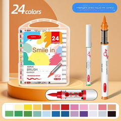 Artist using liquid markers on canvas
