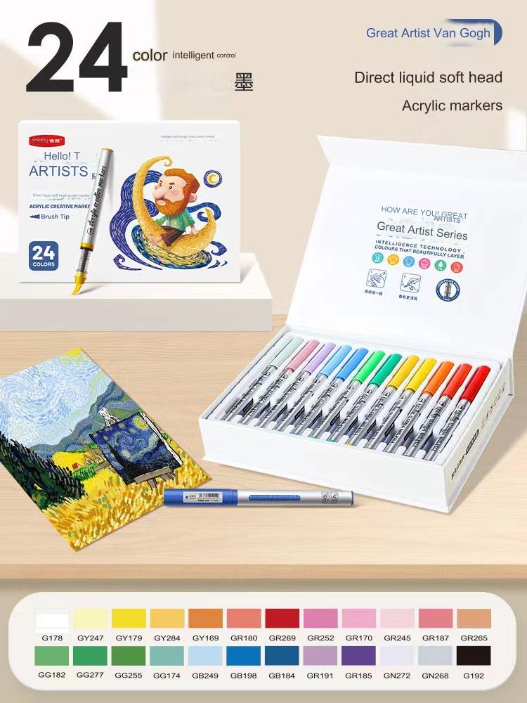 Creative workspace with art markers and paper