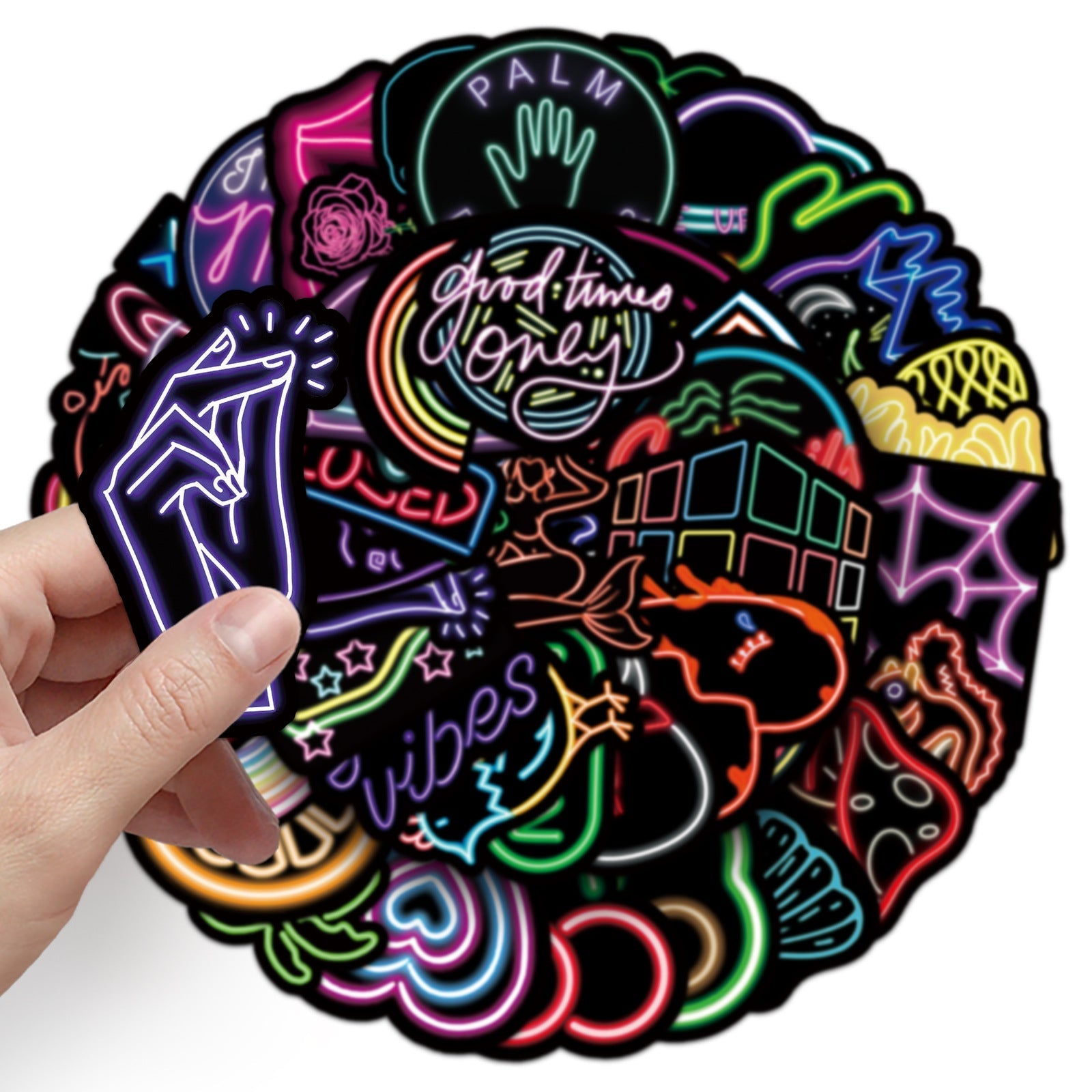 Vibrant sticker designs on everyday items