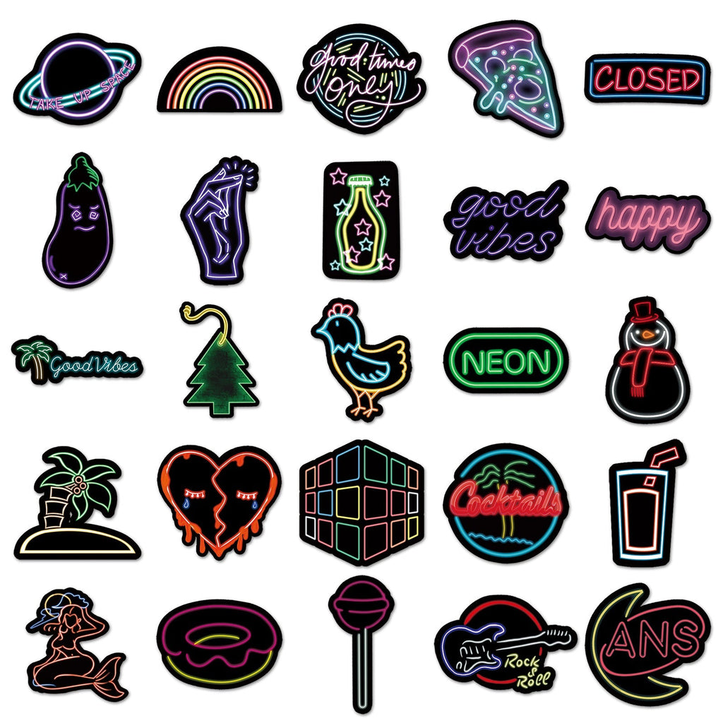Waterproof neon stickers on a skateboard