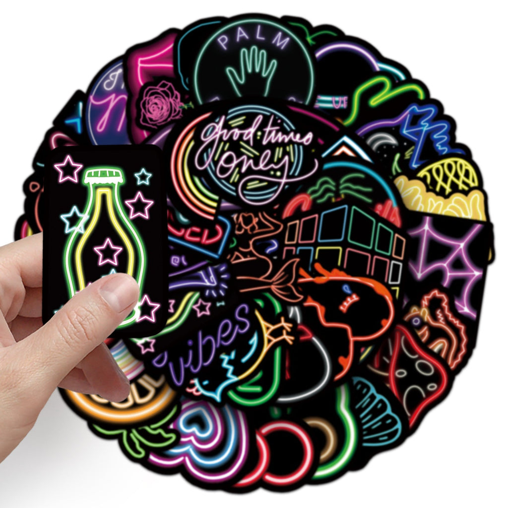 Vibrant sticker designs on everyday items