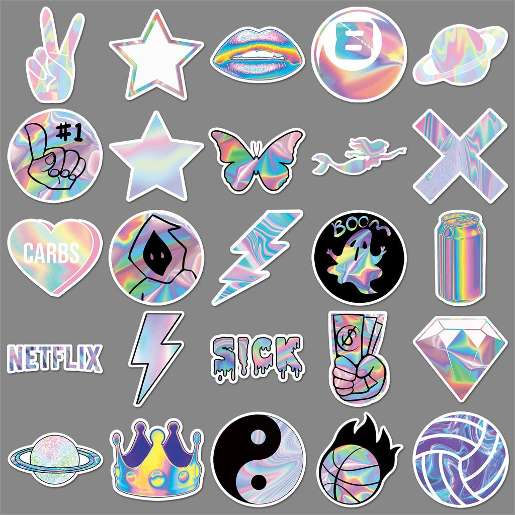 Vibrant holographic graffiti stickers design 5