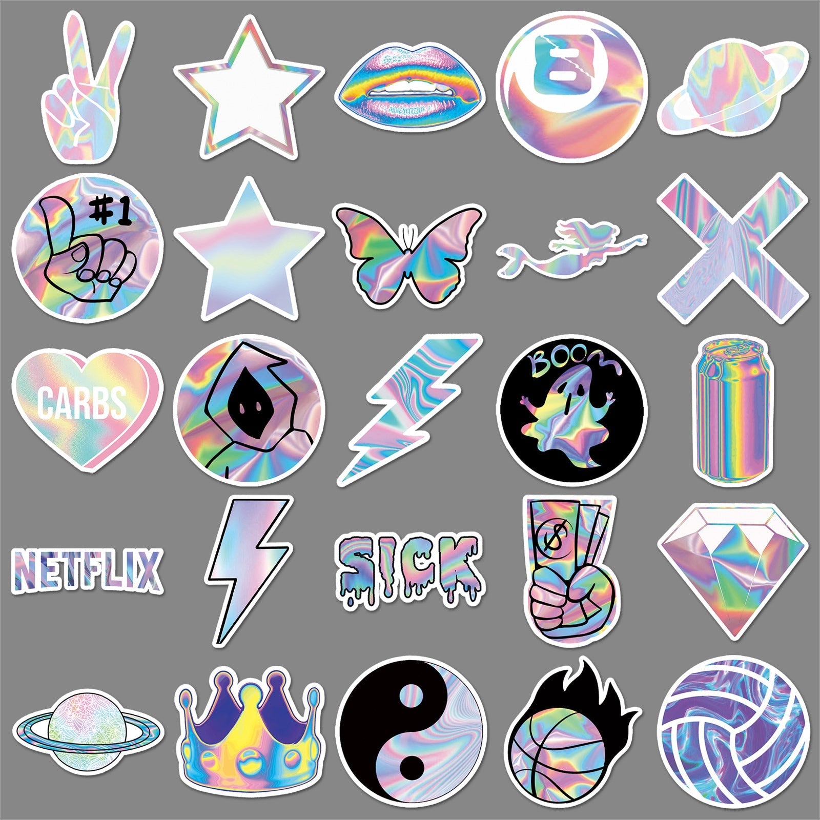 Vibrant holographic graffiti stickers design 5