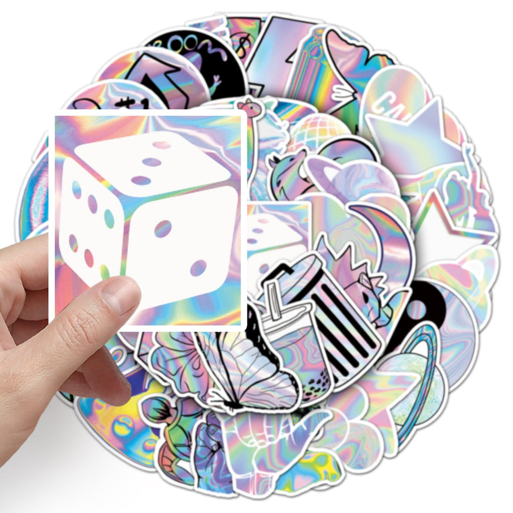 Vibrant holographic graffiti stickers design 6