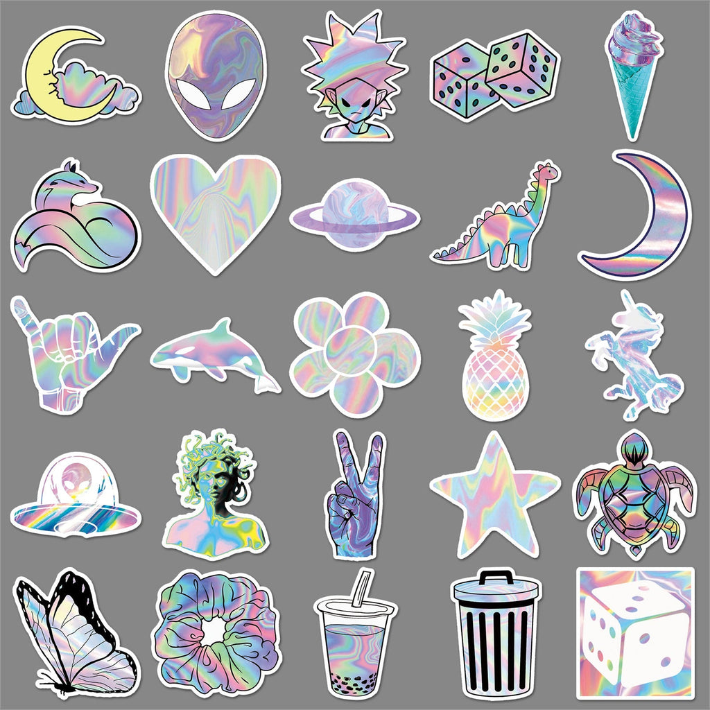 Vibrant holographic graffiti stickers design 7