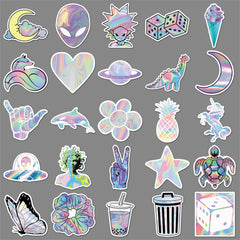 Vibrant holographic graffiti stickers design 7