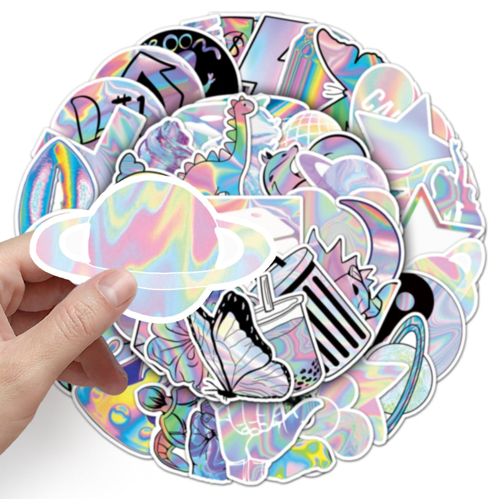 Vibrant holographic graffiti stickers design 8