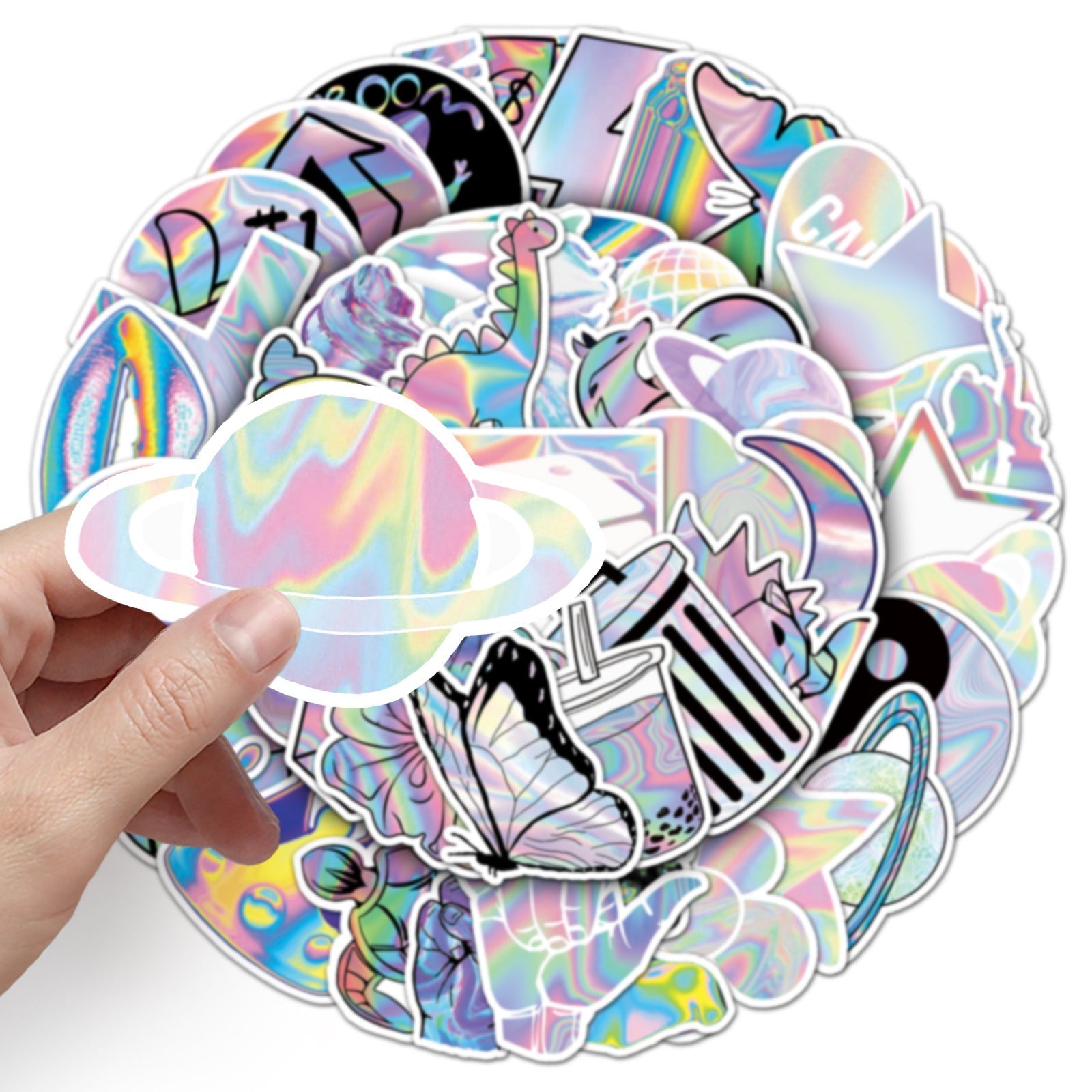 Vibrant holographic graffiti stickers design 8
