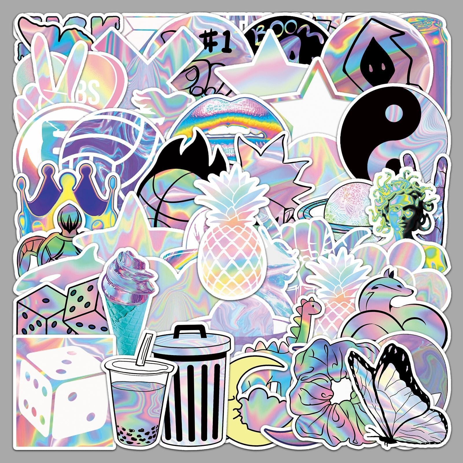 Vibrant holographic graffiti stickers design 9