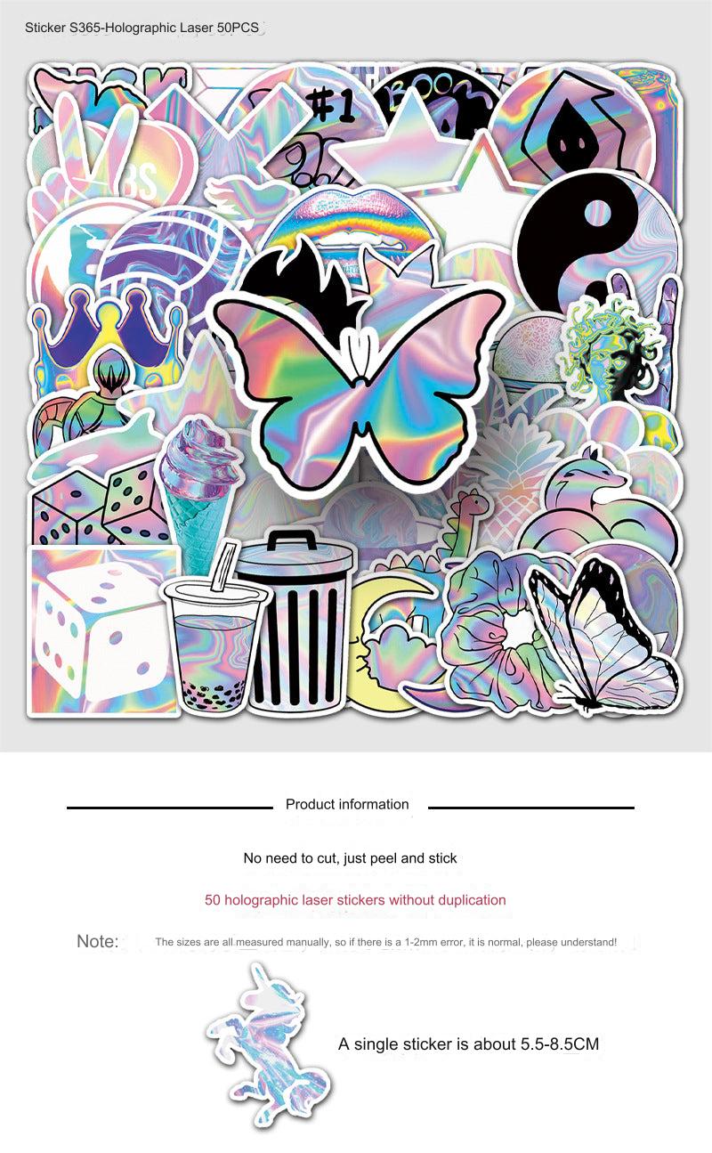 Vibrant holographic graffiti stickers design 3