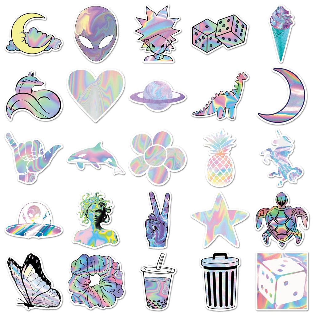 Vibrant holographic graffiti stickers design 5