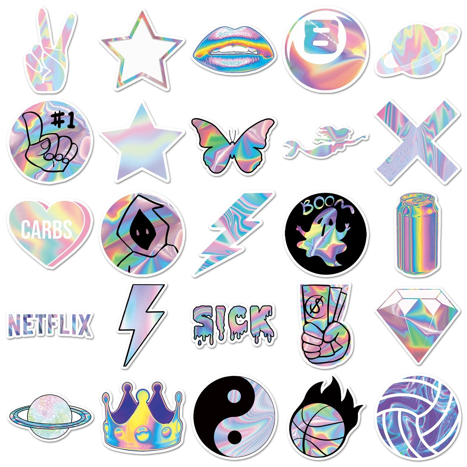 Vibrant holographic graffiti stickers design 6